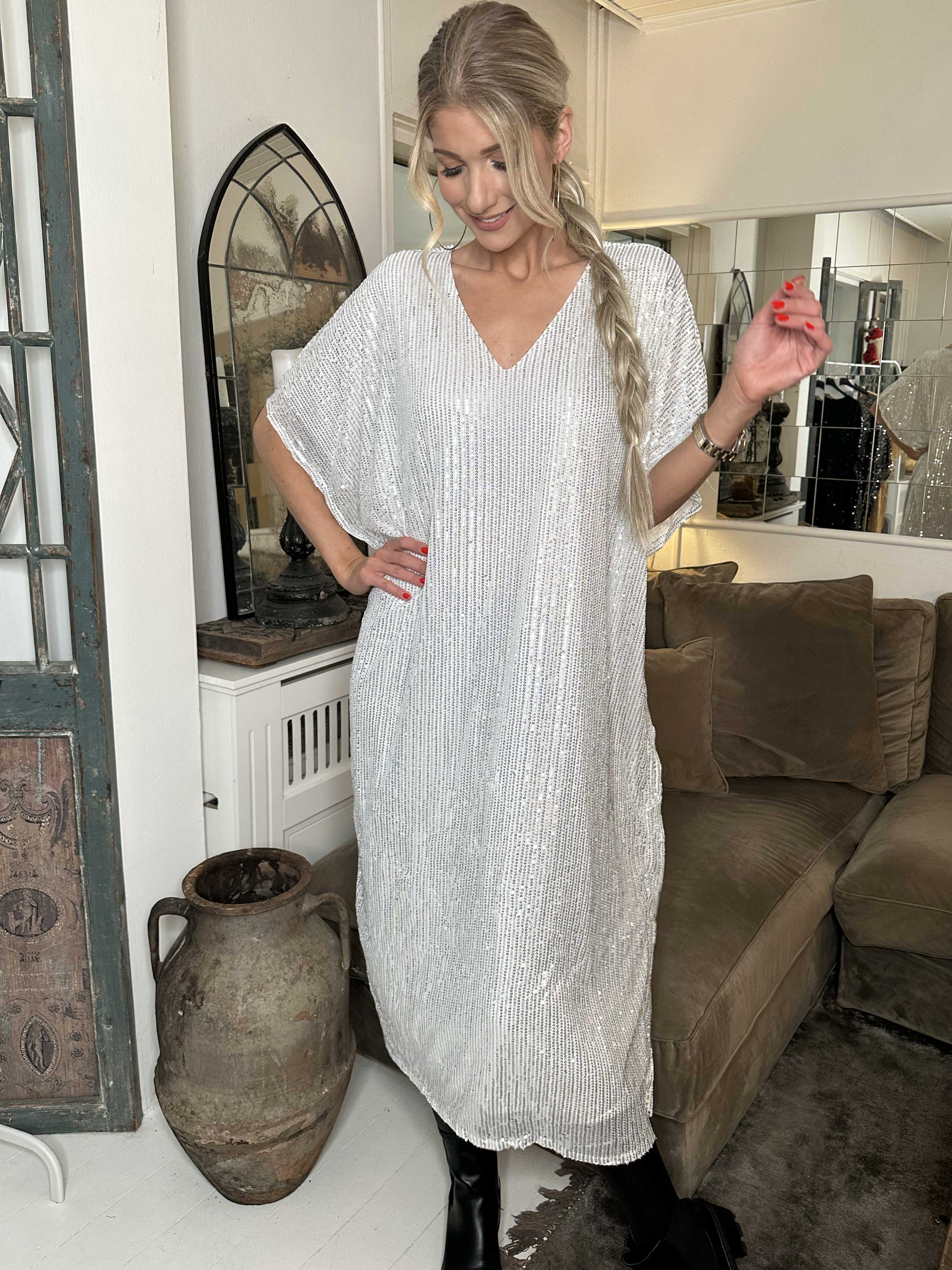 Azmina Long - Lang tunika i løs pasform med pailletter